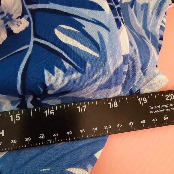 NEW America & Beyond Blue Pineapple Floral Crochet Lace Trim Maxi Dress Cover Up - Picture 12 of 12